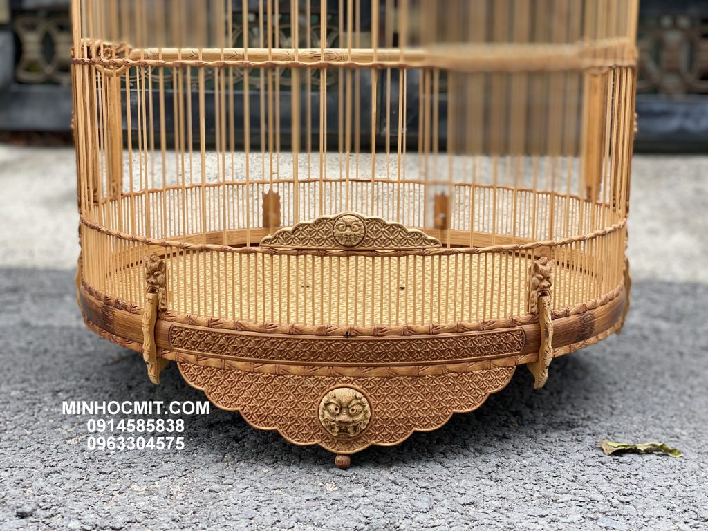 Lồng Choè Lửa 88 nan tre già chạm HOA Tranh HỔ Phù chạm tang đẹp