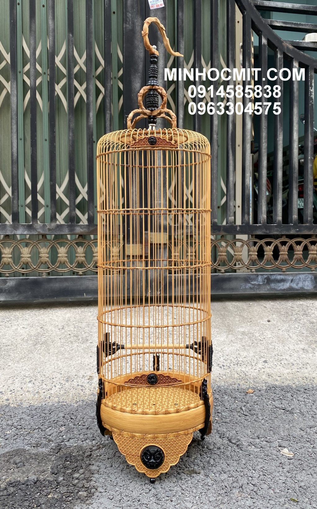 Lồng chim Ốc Mít & Hút Mật tre già độ mun sừng Hổ Phù 5 vành đẹp