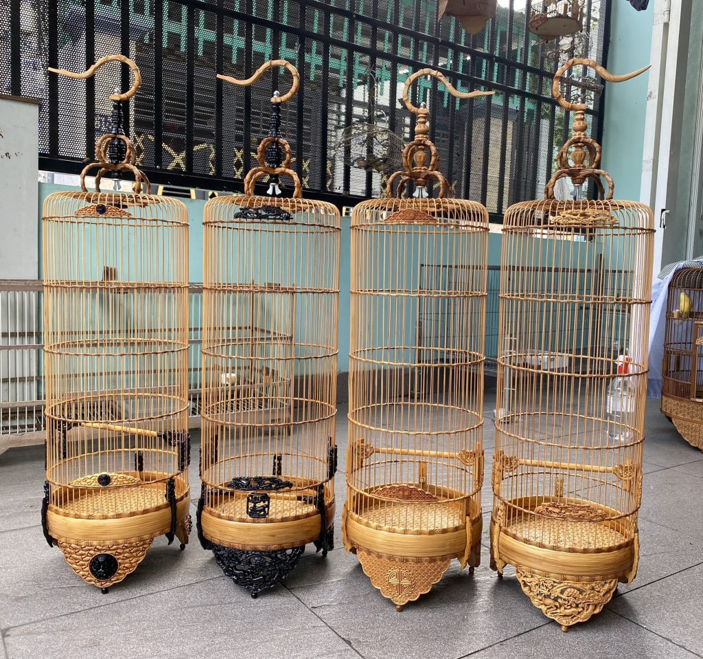 Lồng chim Ốc Mít & Hút Mật tre già độ mun sừng Hổ Phù 5 vành đẹp