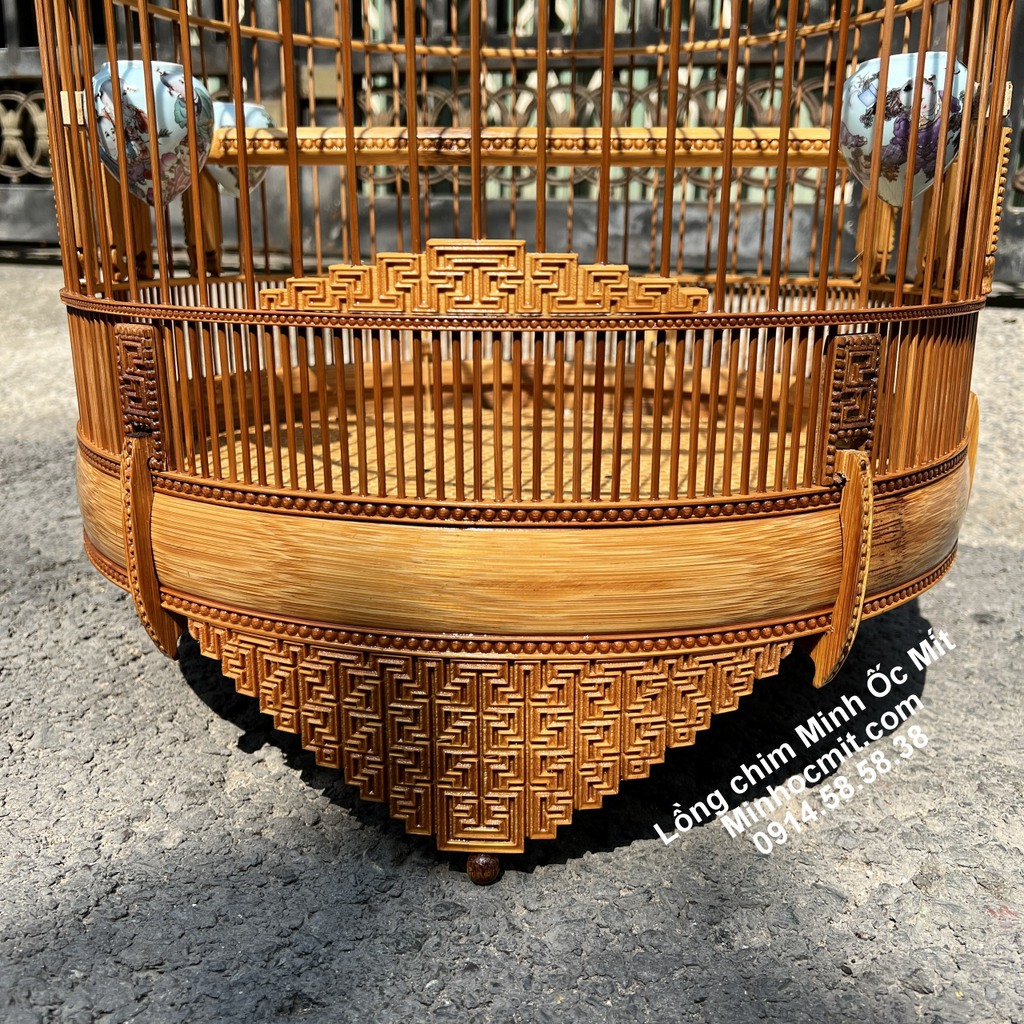 Lồng chim KHướu hót tre già chạm Bi Vạn tang to 68 72 nan đẹp