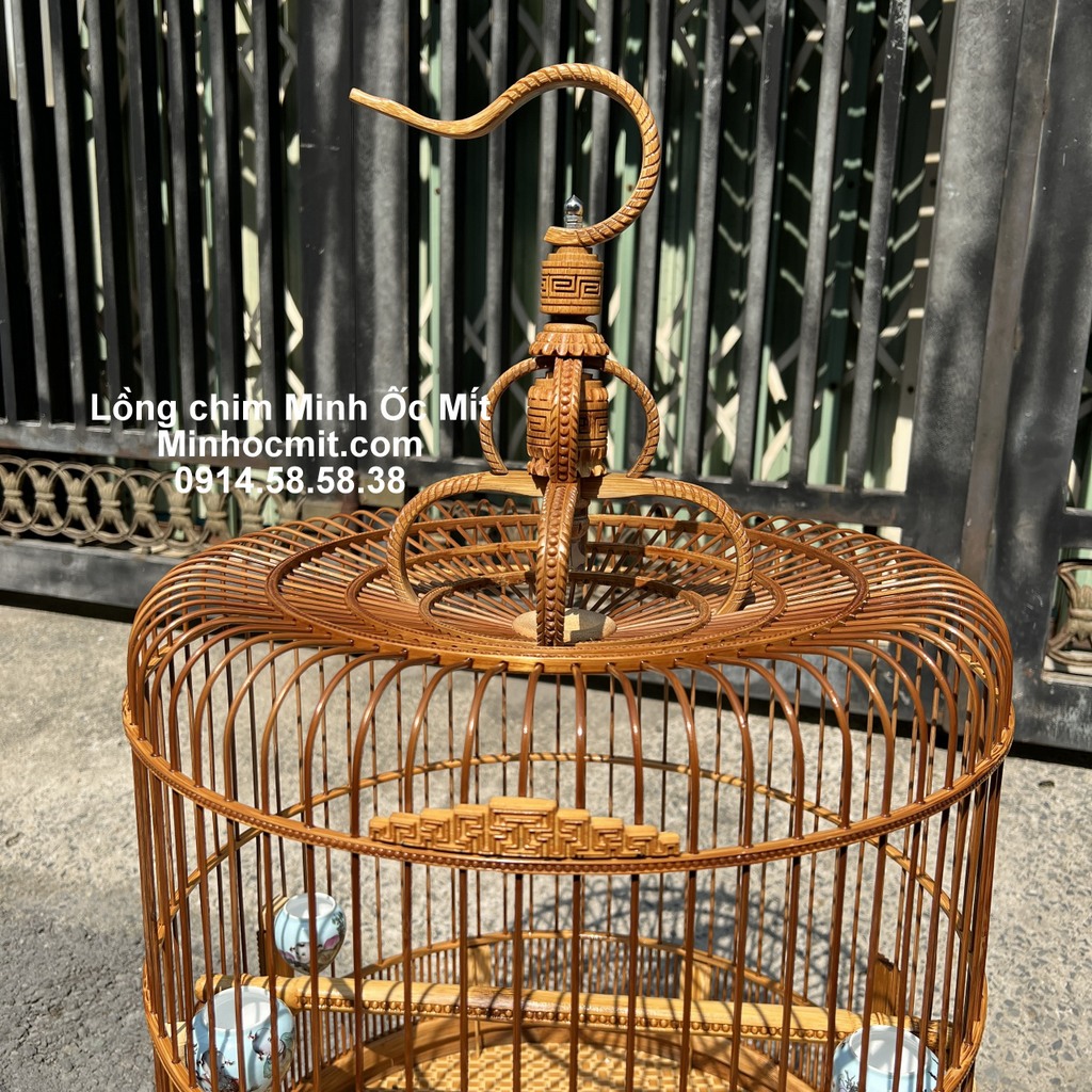 Lồng chim KHướu hót tre già chạm Bi Vạn tang to 68 72 nan đẹp